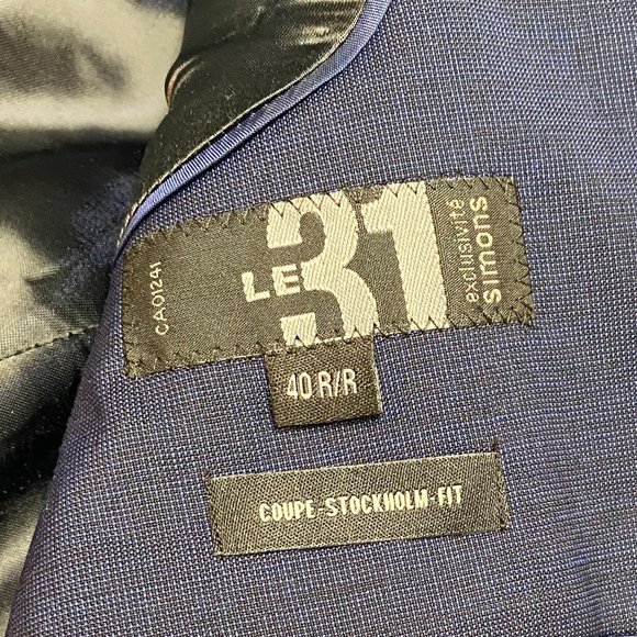 40R Navy Blue Simons(Le 31) Suit Blazer - Picture 4 of 8